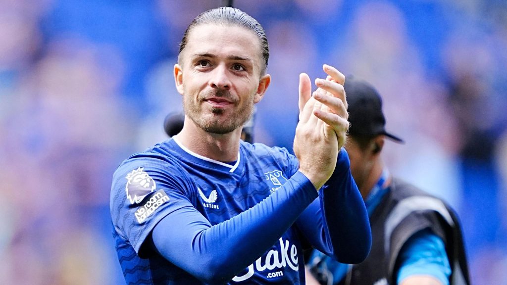 Jack Grealish in an everton shirt, clapping