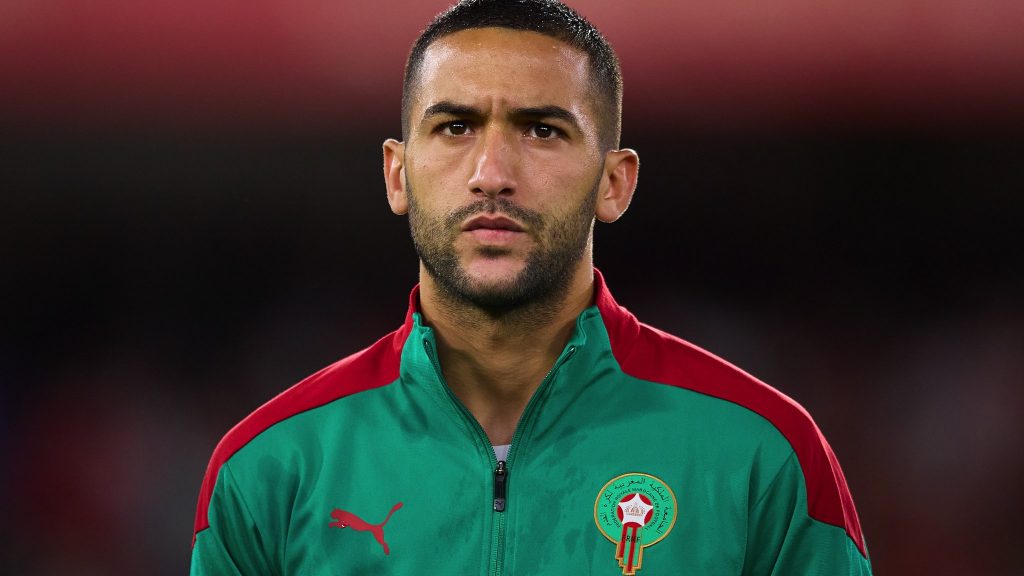 Hakim Ziyech looking serious in a Morrocan jacket