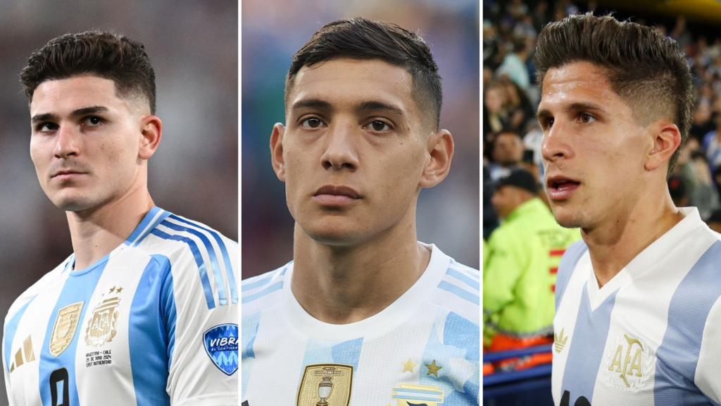 Julian Alvarez, Nahuel Molina and Giuliano Simeone