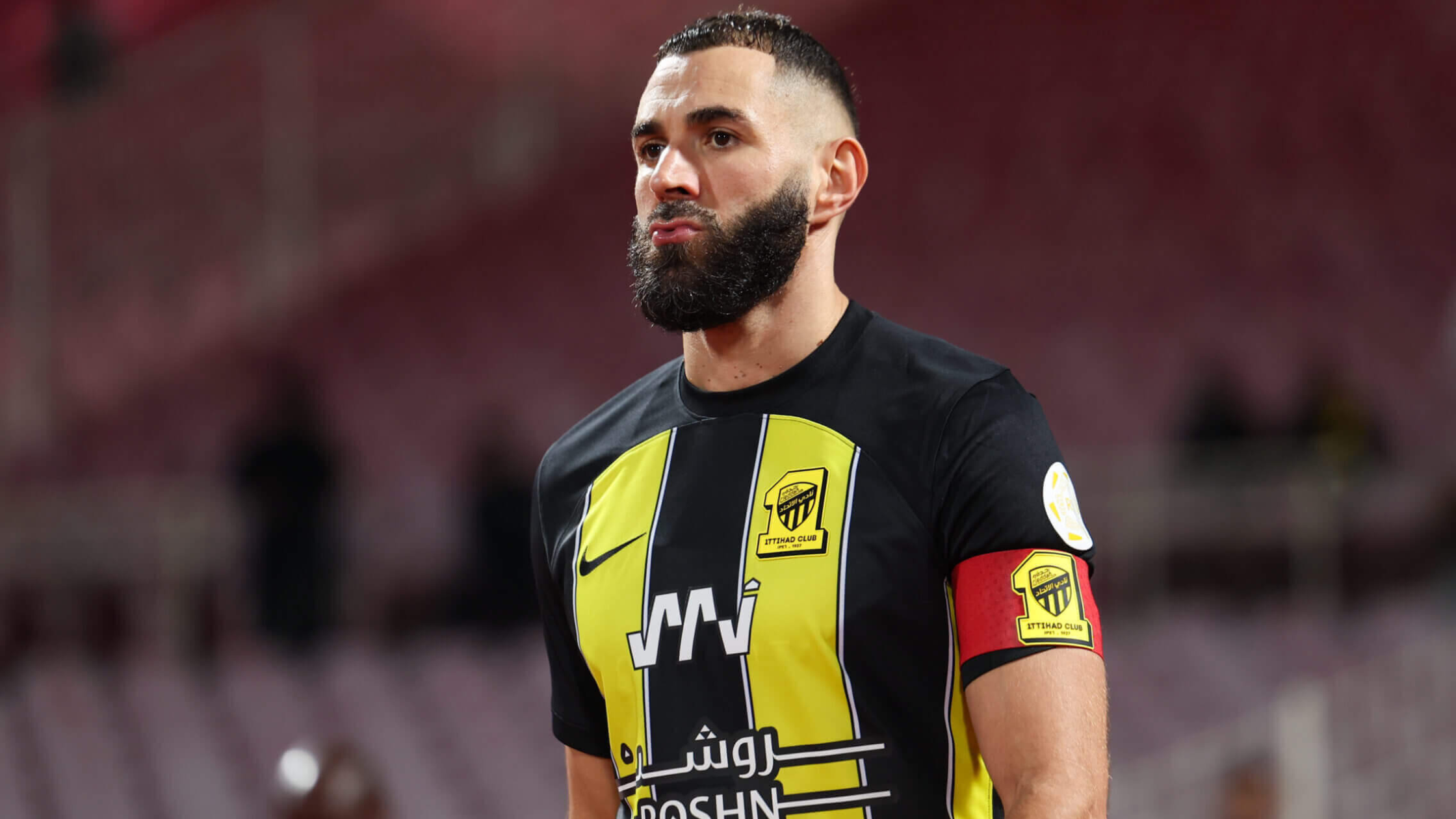 Sideview of Karim Benzema playing for Al Ittihad