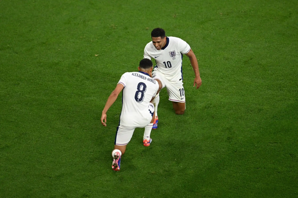 Trent Alexander Arnold and Jude Bellingham celebration for England