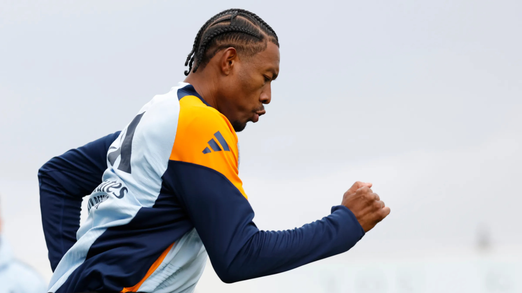 Sideview of David Alaba training for Real Madrid