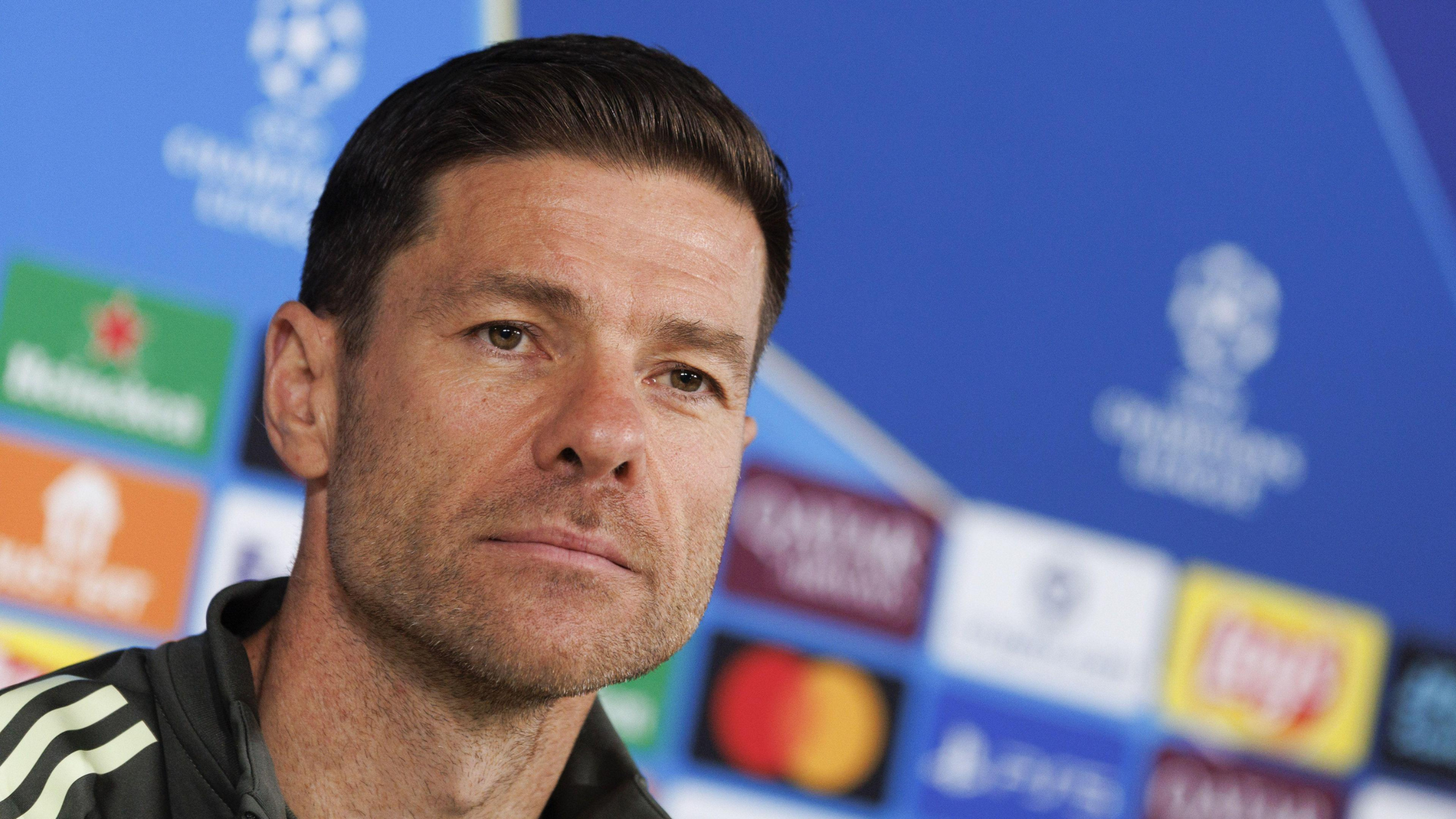 Frontview of Xabi Alonso at a press conference for Real Madrid