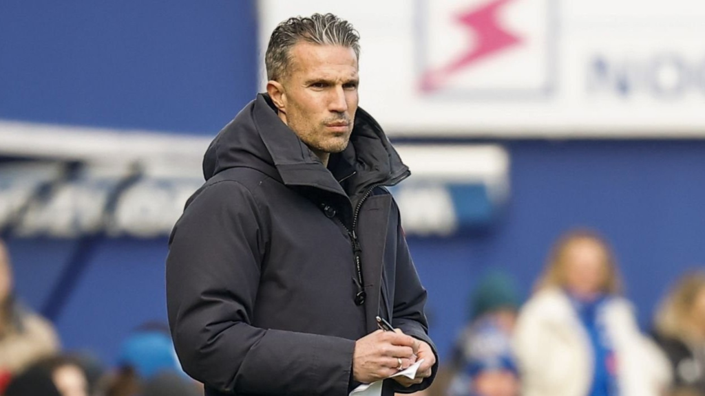 Sideview of Robin van Persie as coach of Feyenoord