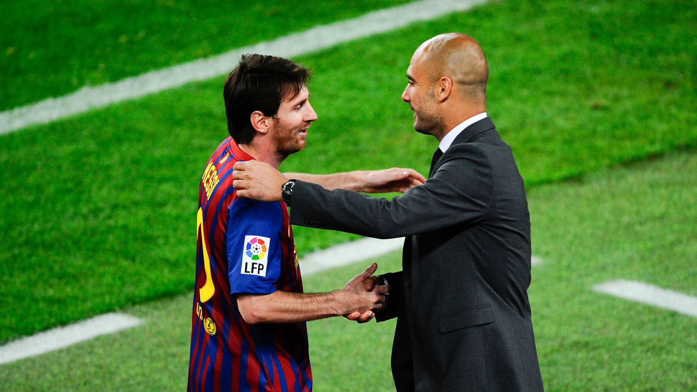 Lionel Messi and Pep Guardiola