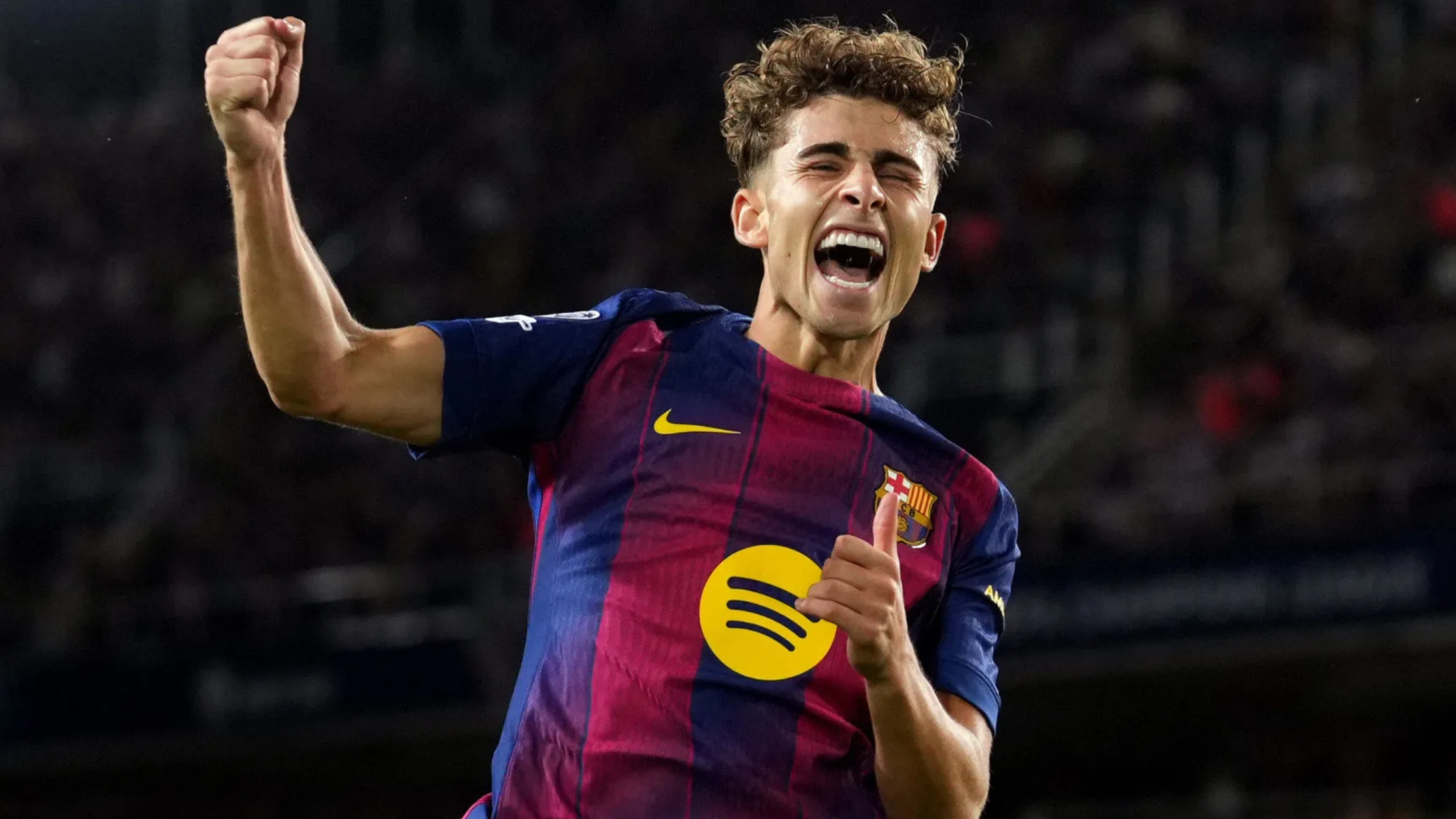 Fermin Lopez celebrating for Barcelona