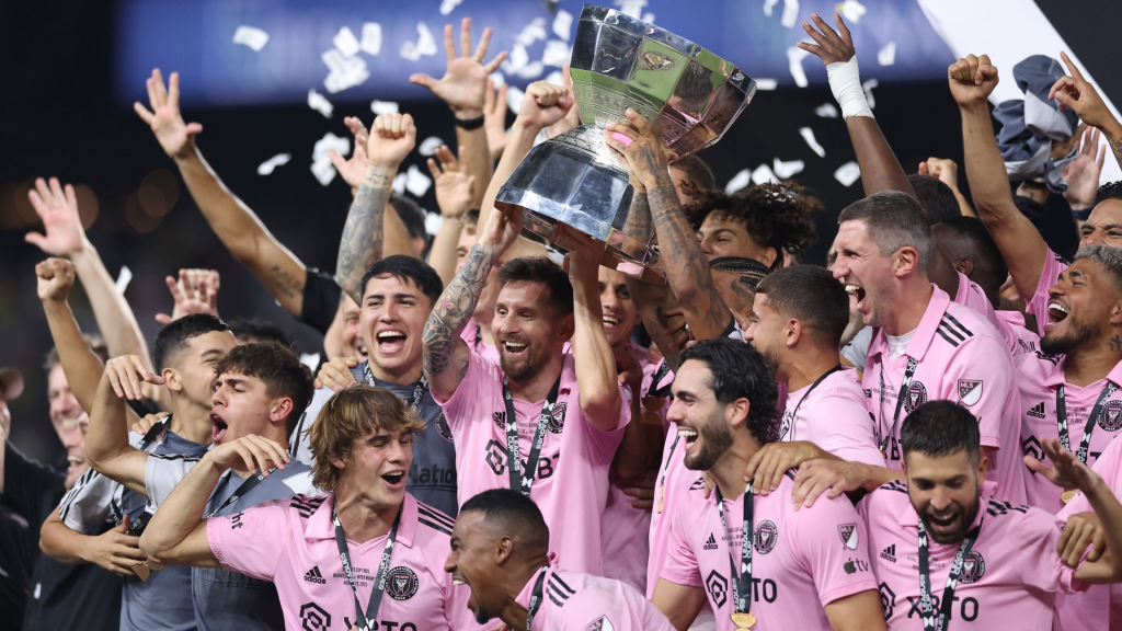 Lionel Messi and Inter Miami lifting the MLS cup with Inter Miami