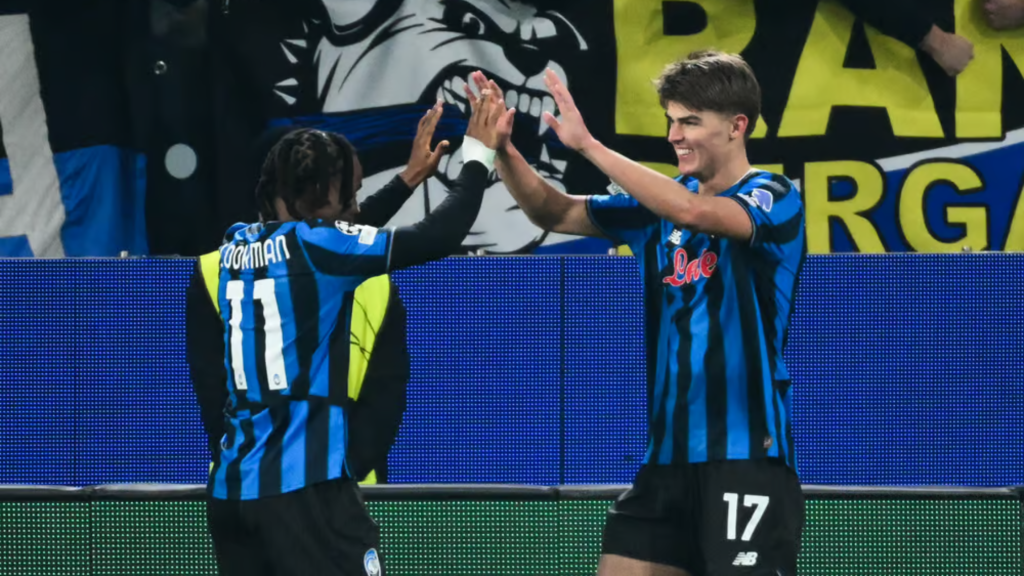 Atalanta players celebrating against Chelsea