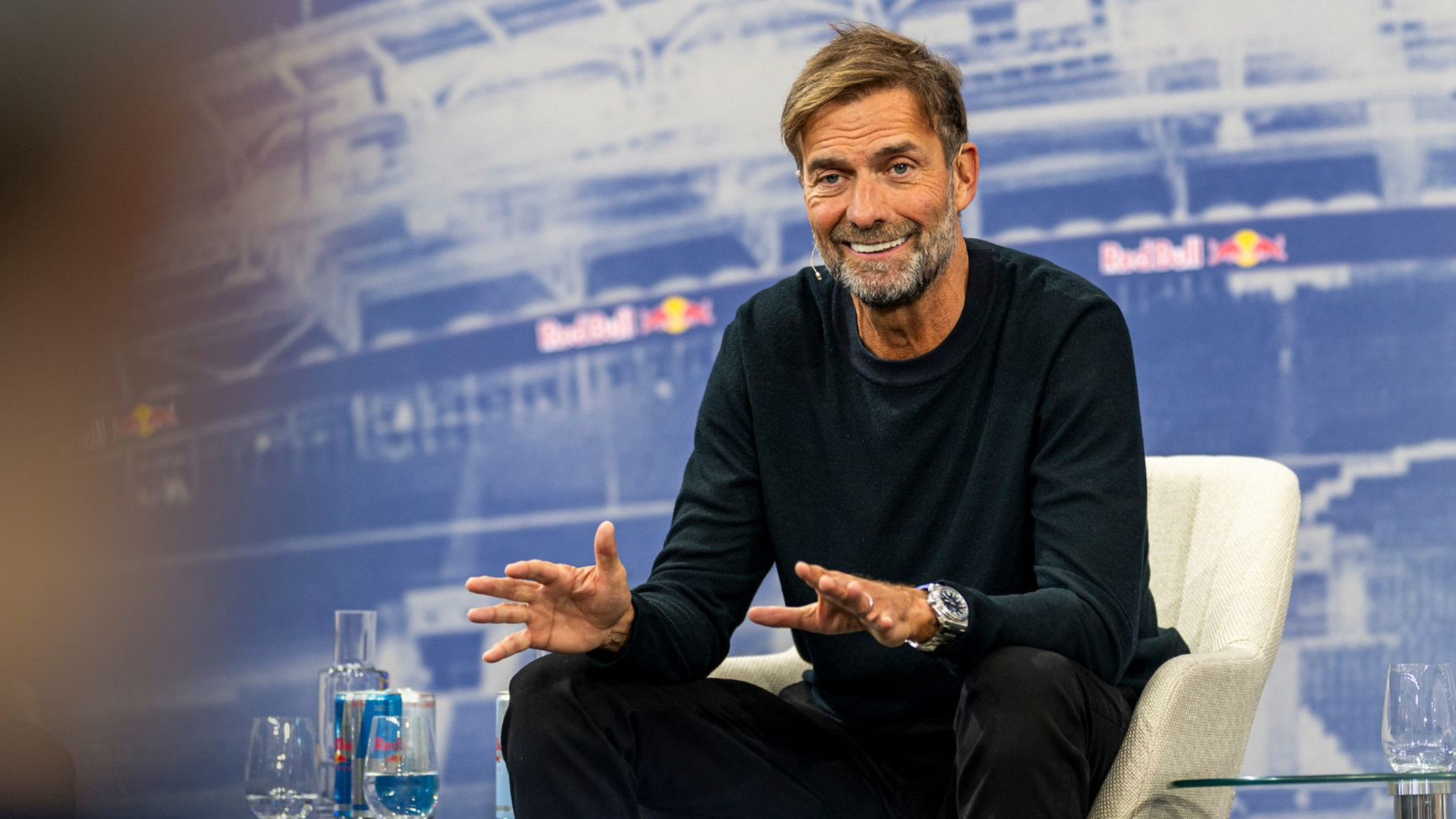 Jurgen Klopp speaking as Red Bull advisor