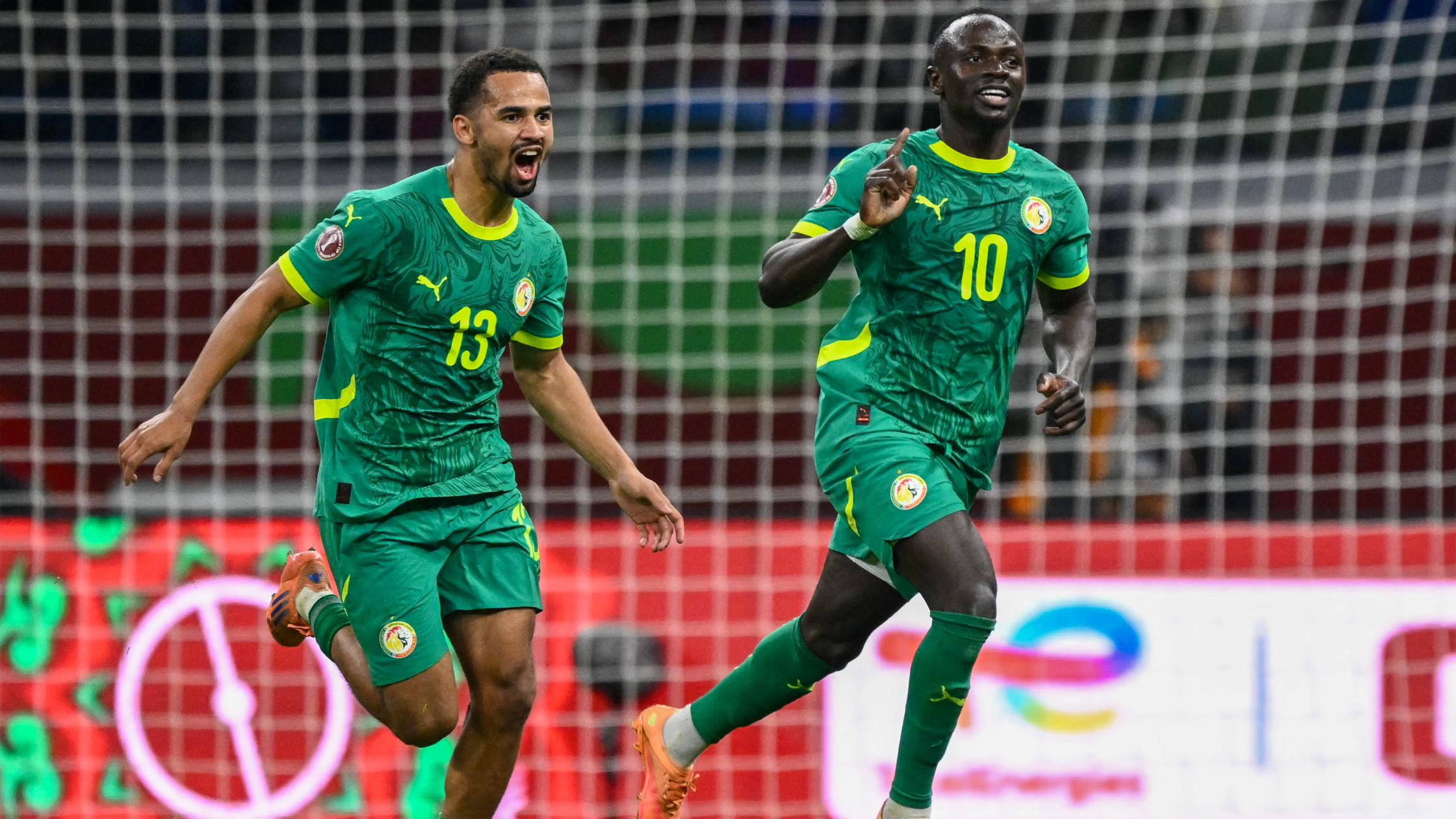 Sadio Mane celebrating after scoring against Egypt