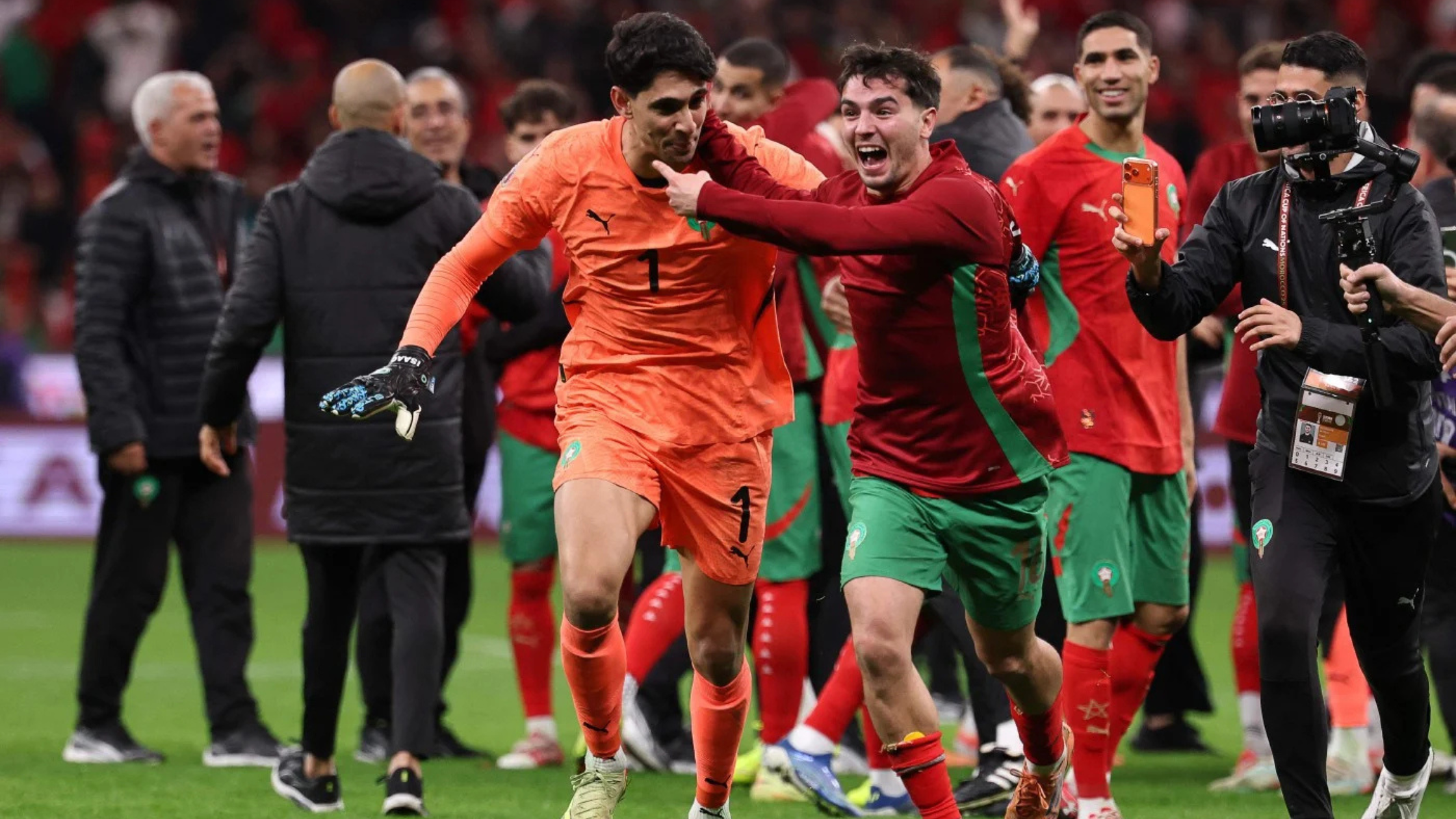 Morroco celebrating after beating Nigeria