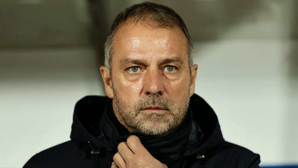 Frontview of Hansi Flick as Barcelona manager