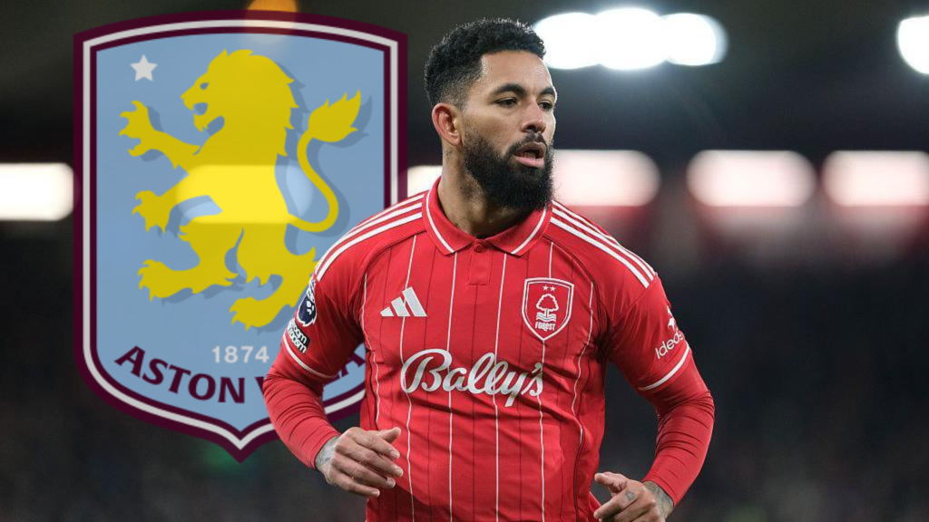 Даглас Луиз и логото на Астон Вилаа