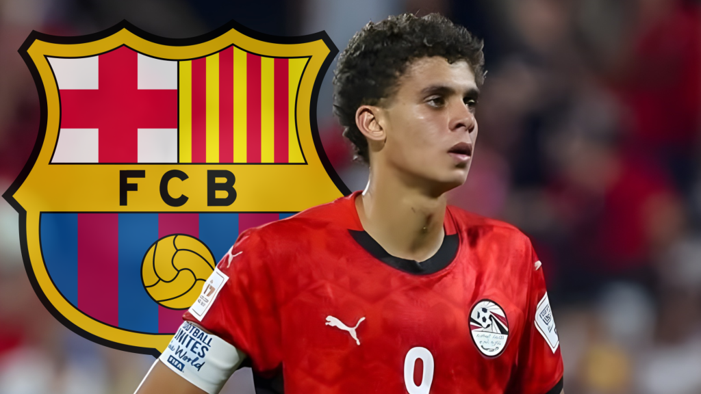 Играчот на младинската репрезентација на Египет, Хамза Абделкарим и логото на Барселона