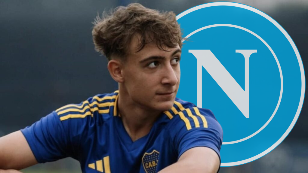 Играчот на Бока Јуниорс, Милтон Переира, и логото на Наполи