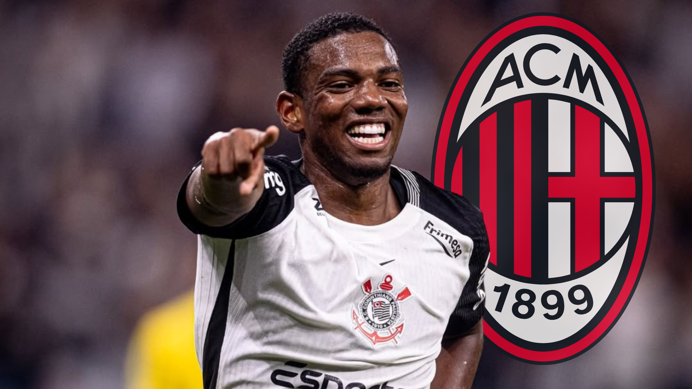 Играчот на Коринтијанс, Андре, и логото на Милан