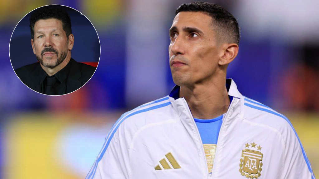 Играчот на Аргентина, Анхел Ди Марија, и тренерот на Атлетико Мадрид, Диего Симеоне