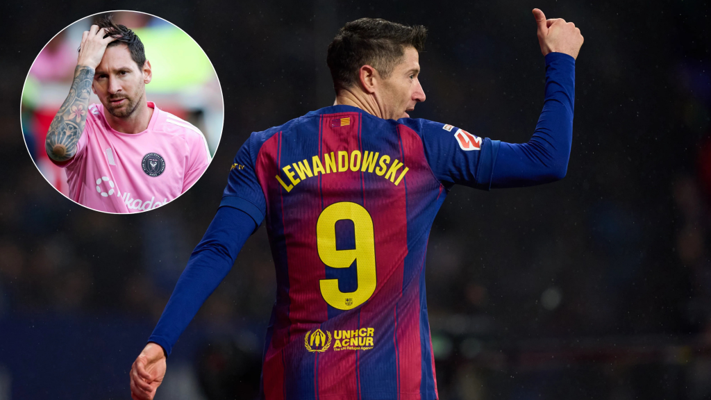 Играчот на Барселона, Роберт Левандовски, и играчот на Интер Мајами, Лионел Меси