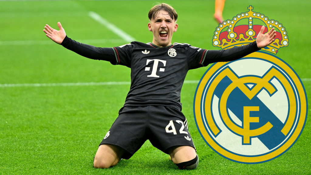 Играчот на Баерн Минхен, Ленарт Карл, и логото на Реал Мадрид