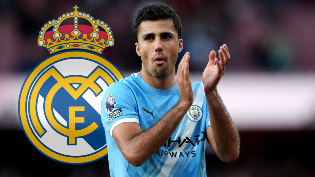 Играчот на Манчестер Сити, Родри, и логото на Реал Мадрид